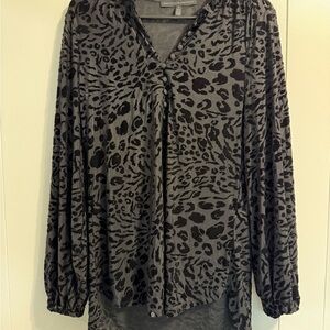 White House Black Market Black Women's velvet leopard size medium blouse